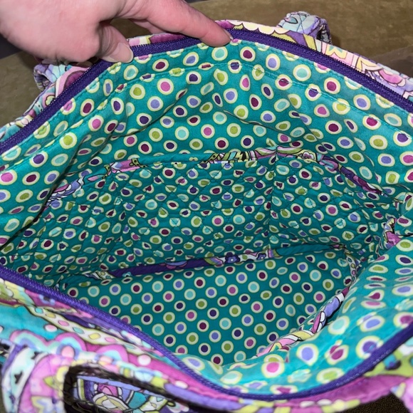 Vera Bradley HEATHER Purple/Teal Mandy Tote Shoulder Bag & Turnlock Wallet Combo - Picture 11 of 11